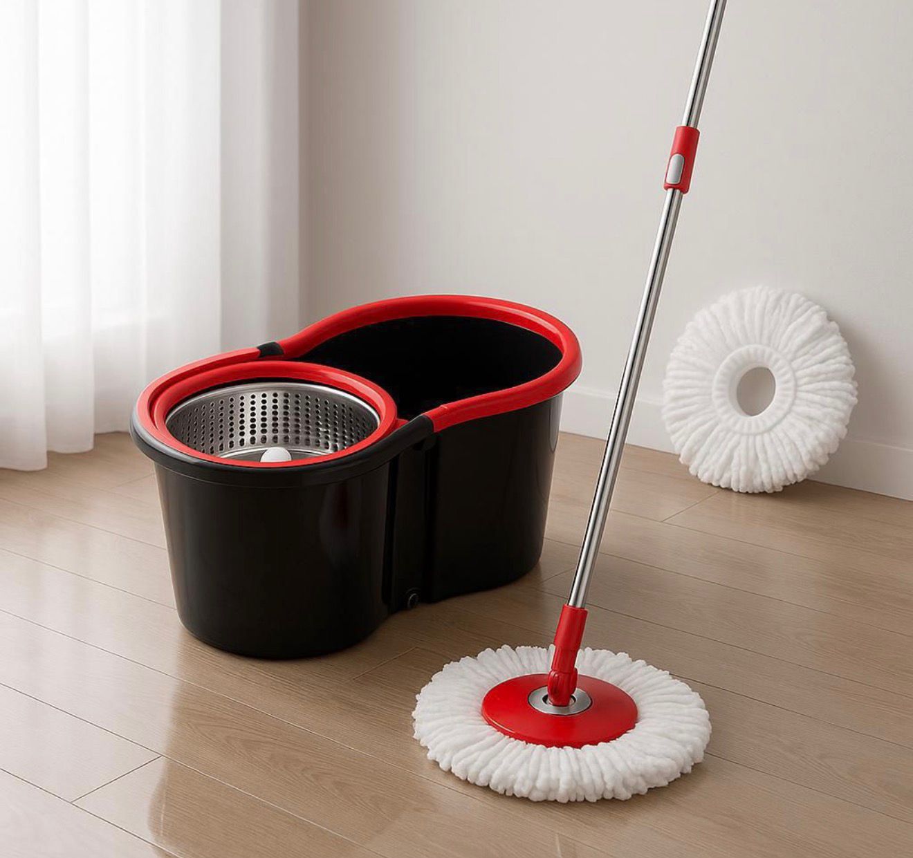 Mopa Giratoria 360° con Balde Escurridor de Acero Inoxidable